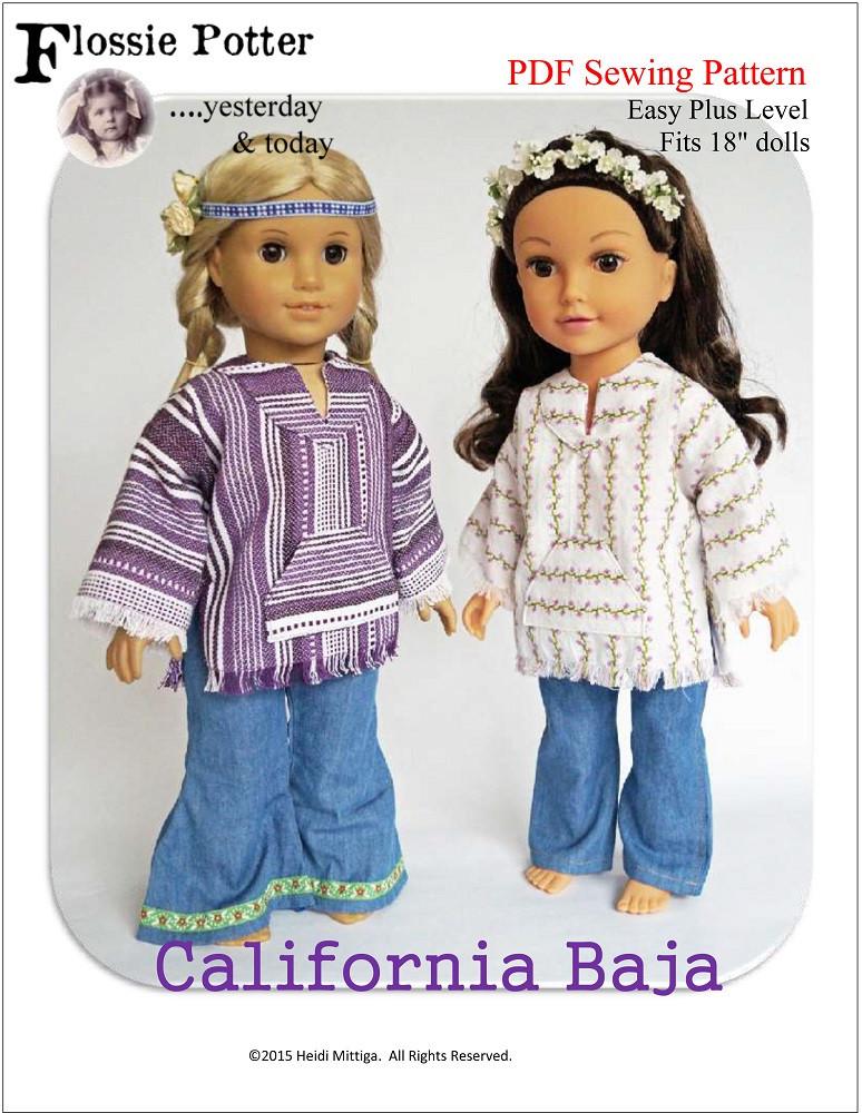 Flossie Potter 18 Inch Modern California Baja 18" Doll Clothes Pattern Pixie Faire