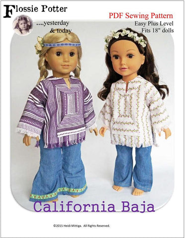 Flossie Potter 18 Inch Modern California Baja 18" Doll Clothes Pattern Pixie Faire