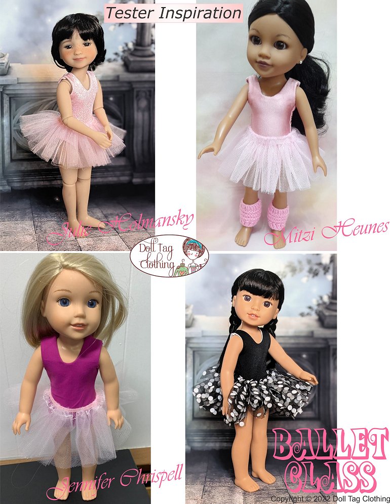 Doll Tag Clothing WellieWishers Ballet Class Pattern for 14.5 to 15 Inch Dolls Pixie Faire
