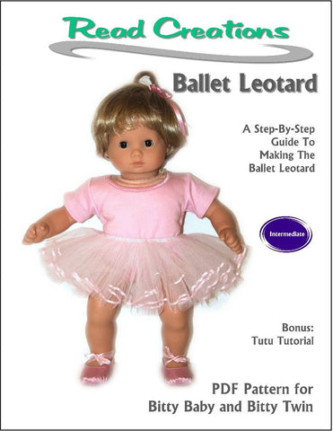 Read Creations Bitty Baby/Twin Ballet Leotard 15" Baby Doll Clothes Pattern Pixie Faire