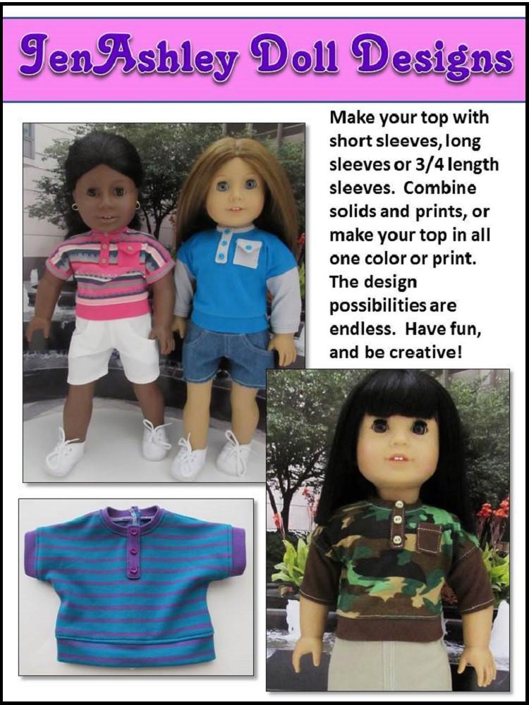 Design Your Own Banded Waist Henley 18 inch Doll Clothes PDF Pattern  Download