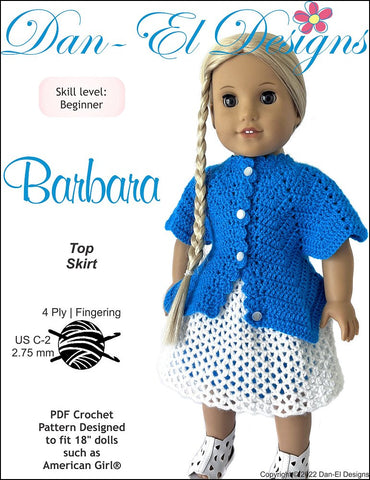 Dan-El Designs Crochet Barbara 18 inch Doll Clothes Crochet Pattern Pixie Faire