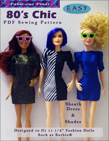 Fable-ous Finds Barbie 80's Chic Sheath Dress and Shades for 11-1/2" Fashion Dolls Pixie Faire