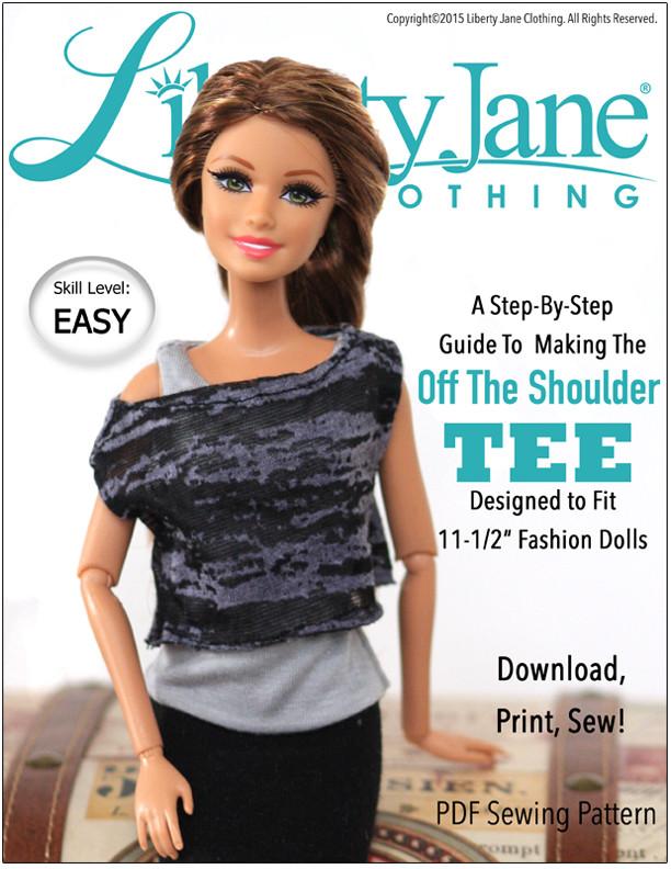 Liberty Jane Barbie Off The Shoulder Tee for 11-1/2” Fashion Dolls Pixie Faire