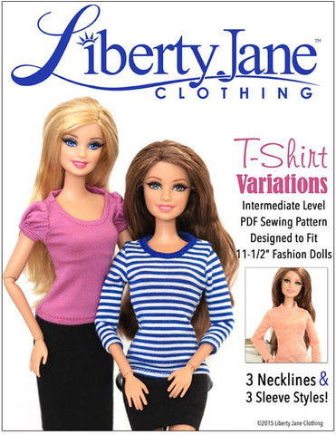 Liberty Jane Barbie T-Shirt Variations Pattern For 11-1/2" Fashion Dolls Pixie Faire