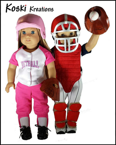 Koski Kreations 18 Inch Modern Baseball Equipment 18" Doll Accessory Pattern Pixie Faire