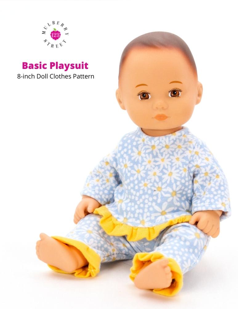 123 Mulberry Street 8" Baby Dolls Basic Playsuit 8" Baby Doll Clothes Pattern Pixie Faire