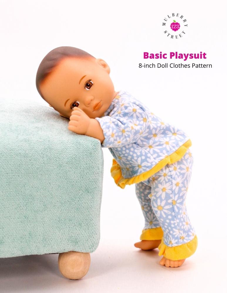 123 Mulberry Street 8" Baby Dolls Basic Playsuit 8" Baby Doll Clothes Pattern Pixie Faire