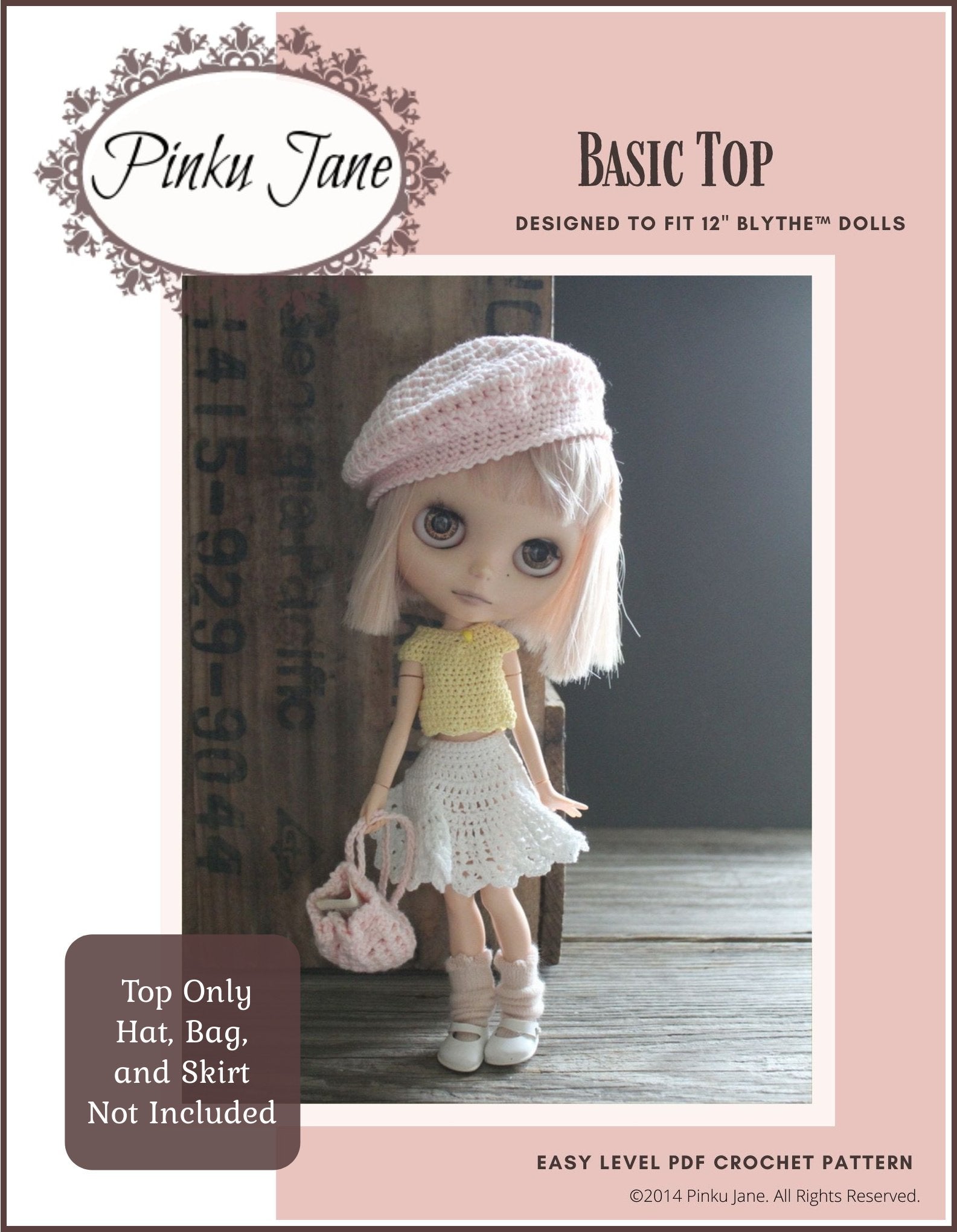Pinku Jane Basic Top Doll Clothes Crochet Pattern For 12 Blythe™ Dolls