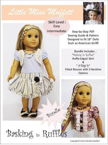 Little Miss Muffett 18 Inch Modern Basking in Ruffles Bundle 18" Doll Clothes Pattern Pixie Faire