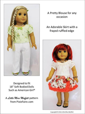 Little Miss Muffett 18 Inch Modern Basking in Ruffles Bundle 18" Doll Clothes Pattern Pixie Faire