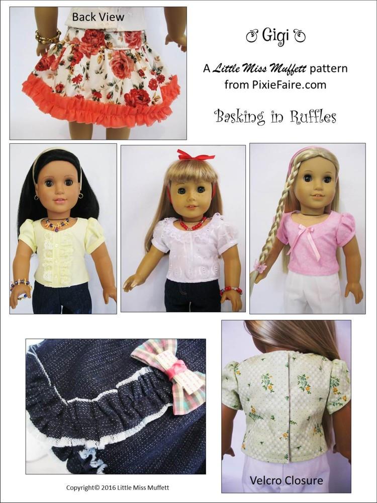 Little Miss Muffett 18 Inch Modern Basking in Ruffles Bundle 18" Doll Clothes Pattern Pixie Faire