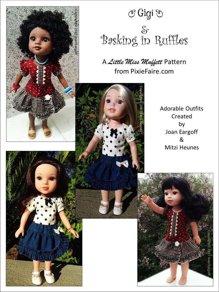 Little Miss Muffett WellieWishers Basking In Ruffles Bundle 14-14.5" Doll Clothes Pattern Pixie Faire