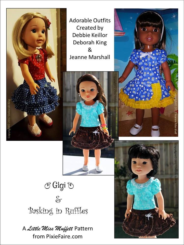 Little Miss Muffett WellieWishers Basking In Ruffles Bundle 14-14.5" Doll Clothes Pattern Pixie Faire