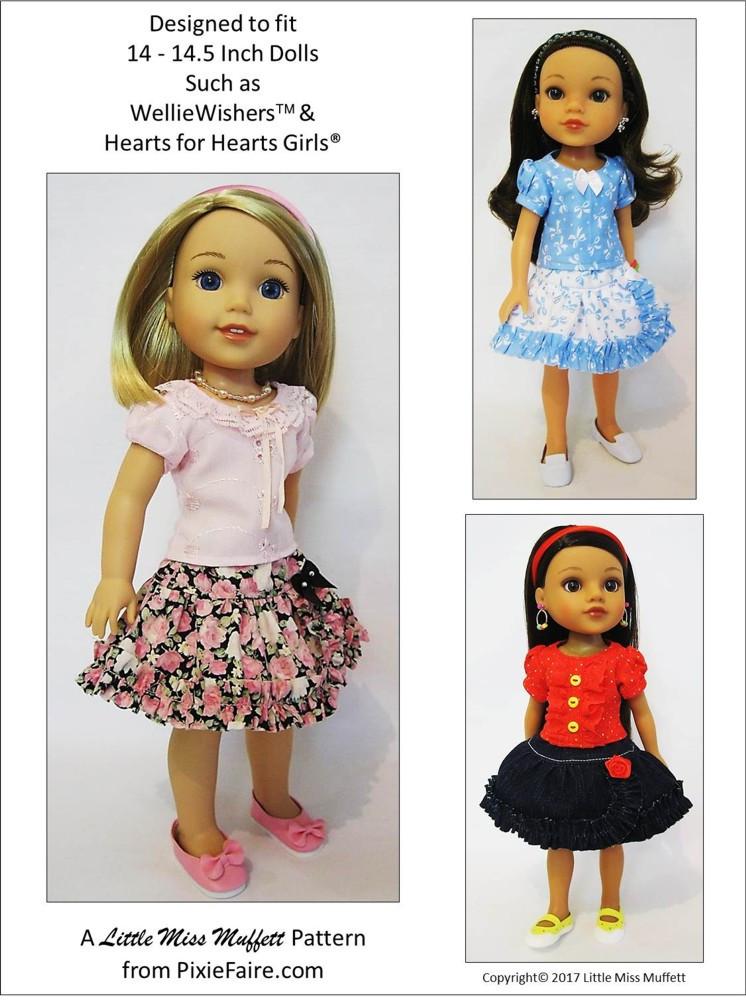Little Miss Muffett WellieWishers Basking In Ruffles 14-14.5" Doll Clothes Pattern Pixie Faire