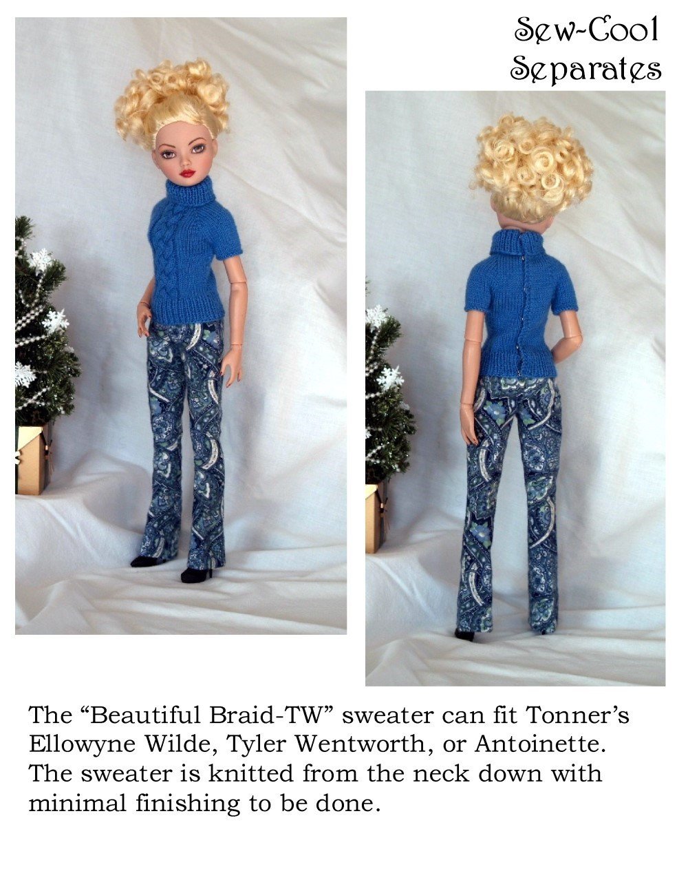 Sew Cool Separates Ellowyne Beautiful Braids Knitting Pattern for Ellowyne and Tyler Wentworth Dolls Pixie Faire