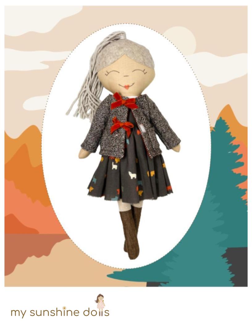 My Sunshine Dolls Cloth Doll Bella Bear Dress Up Doll 23" Cloth Doll Pattern Bundle Options Pixie Faire