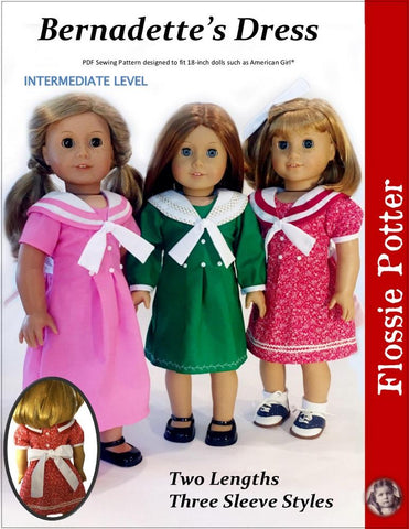 Flossie Potter 18 Inch Historical Bernadette's Dress 18" Doll Clothes Pattern Pixie Faire