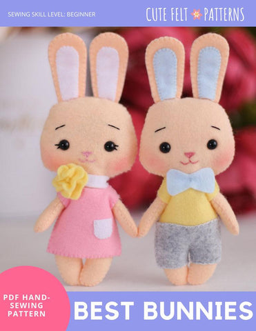 Cute Felt Patterns Hand Sewing Best Bunnies 6.5" Felt Plush Hand Sewing Pattern Pixie Faire