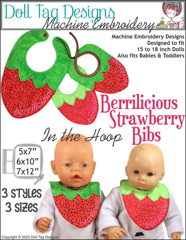 Doll Tag Clothing Machine Embroidery Design Berrilicious Strawberry Bibs Machine Embroidery Designs Pixie Faire