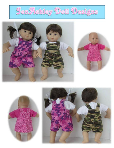 Jen Ashley Doll Designs Bitty Baby/Twin Twin Baby Playdate Overalls 15" Baby Doll Clothes Pattern Pixie Faire