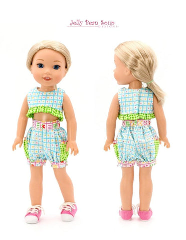 Jelly Bean Soup Designs WellieWishers Bloomer Shorts and Ruffled Crop Top 14.5" Doll Clothes Pattern Pixie Faire