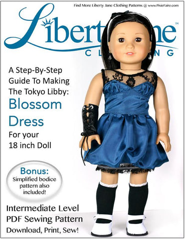 Liberty Jane 18 Inch Modern Blossom Dress 18" Doll Clothes Pattern Pixie Faire