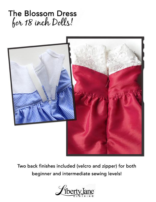 Liberty Jane 18 Inch Modern Blossom Dress 18" Doll Clothes Pattern Pixie Faire