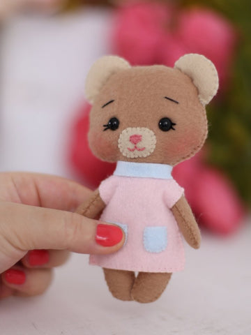 Cute Felt Patterns Hand Sewing Blushing Bear 6" Felt Plush Hand Sewing Pattern Pixie Faire
