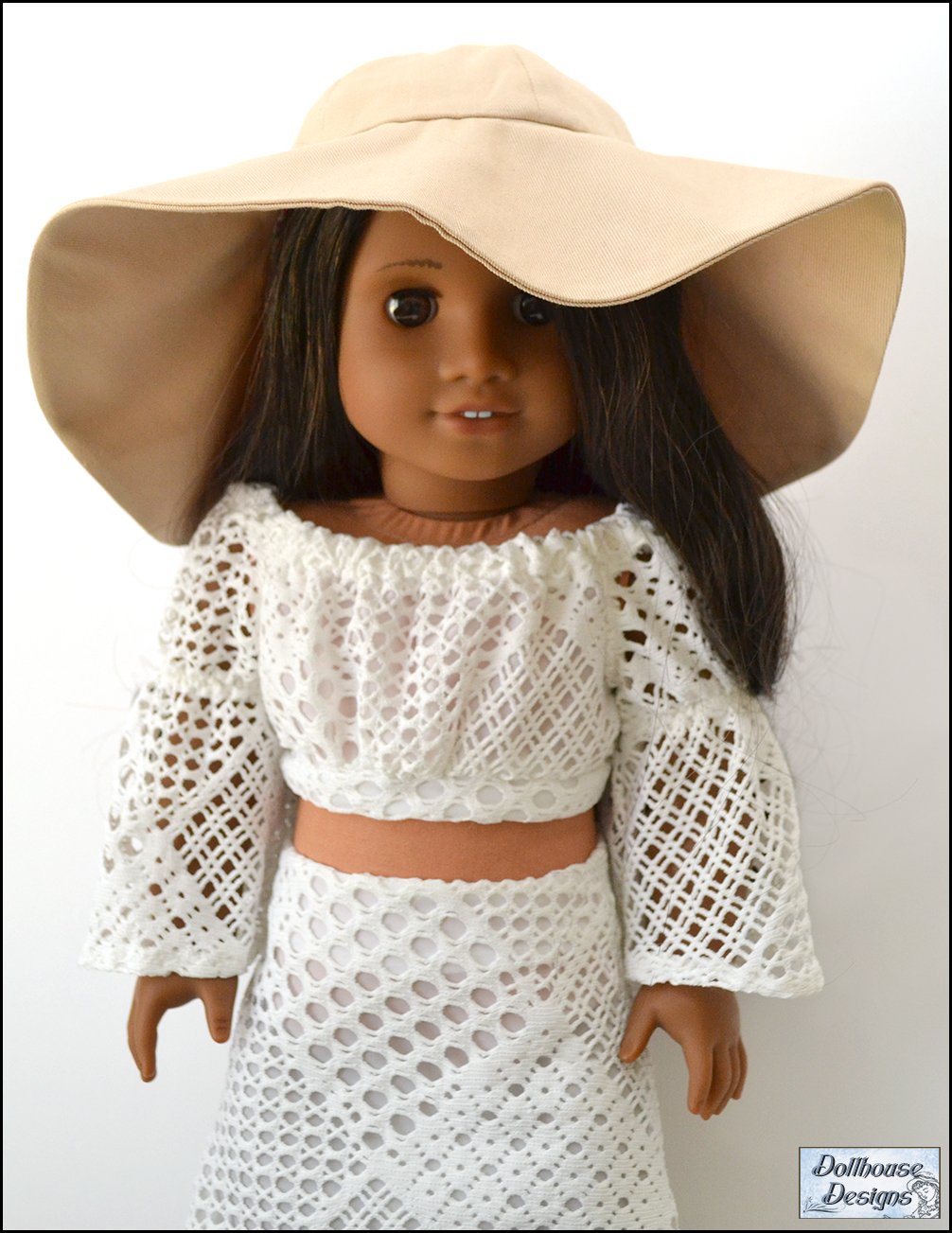 Dollhouse Designs 18 Inch Modern Bohemian Breeze Crop Top, Skirt, Dress, & Accessories 18" Doll Clothes Pattern Pixie Faire