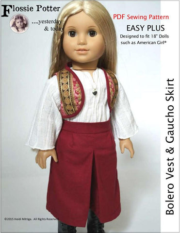 Flossie Potter 18 inch Historical Bolero Vest & Gaucho Skirt 18" Doll Clothes Pixie Faire