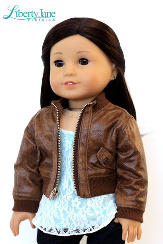 Liberty Jane 18 Inch Modern Bomber Jacket 18" Doll Clothes Pattern Pixie Faire