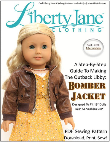 Liberty Jane 18 Inch Modern Bomber Jacket 18" Doll Clothes Pattern Pixie Faire