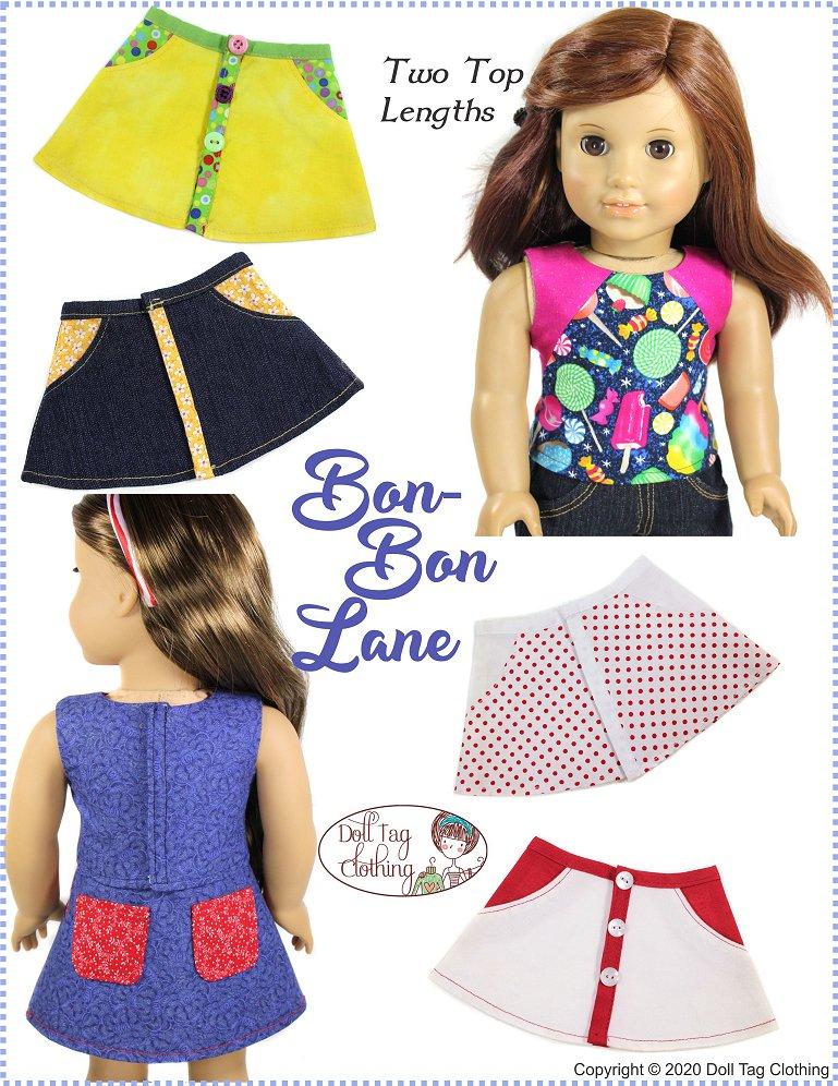 Doll Tag Clothing 18 Inch Modern Bon-Bon Lane Skirt & Top 18" Doll Clothes Pixie Faire