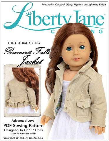 Liberty Jane 18 Inch Modern Boomerit Falls Jacket 18" Doll Clothes Pattern Pixie Faire