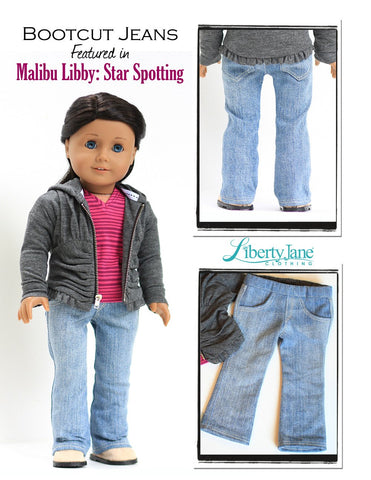 Liberty Jane 18 Inch Modern Boot Cut Jeans 18" Doll Clothes Pattern Pixie Faire