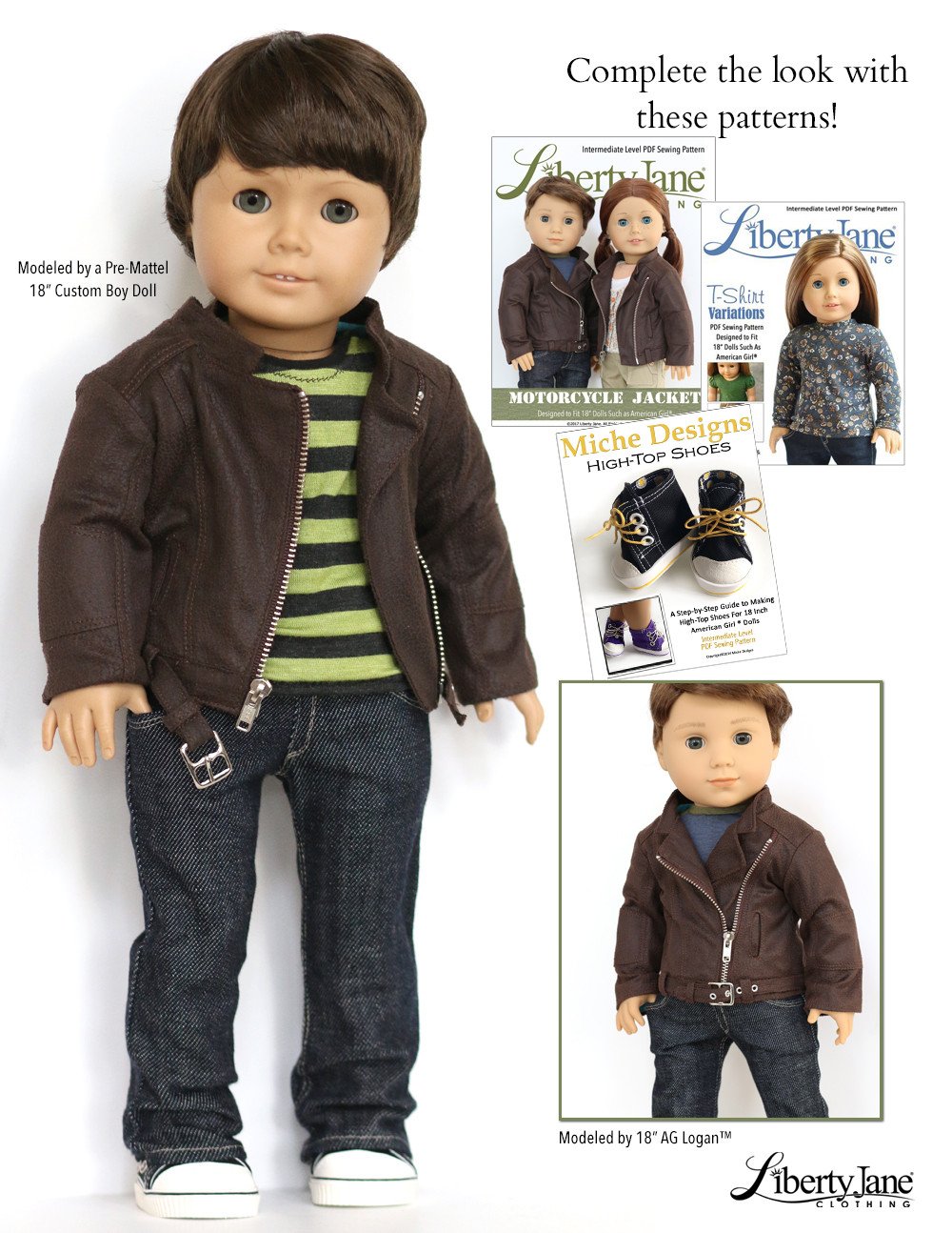Liberty Jane 18 Inch Boy Doll Boy Doll Jeans Bundle 18" Doll Clothes Pattern Pixie Faire