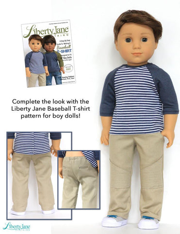 Liberty Jane 18 Inch Boy Doll Boy Doll Moto Pants 18” Doll Clothes Pattern Pixie Faire
