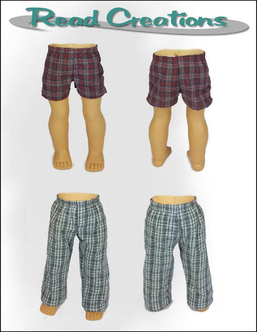 Read Creations 18 Inch Boy Doll Boy's Boxer Short and Lounge Pants 18" Doll Clothes Pattern Pixie Faire