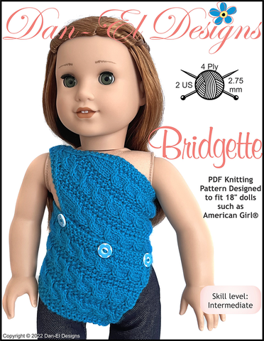 Dan-El Designs Knitting Bridgette 18" Doll Knitting Pattern Pixie Faire