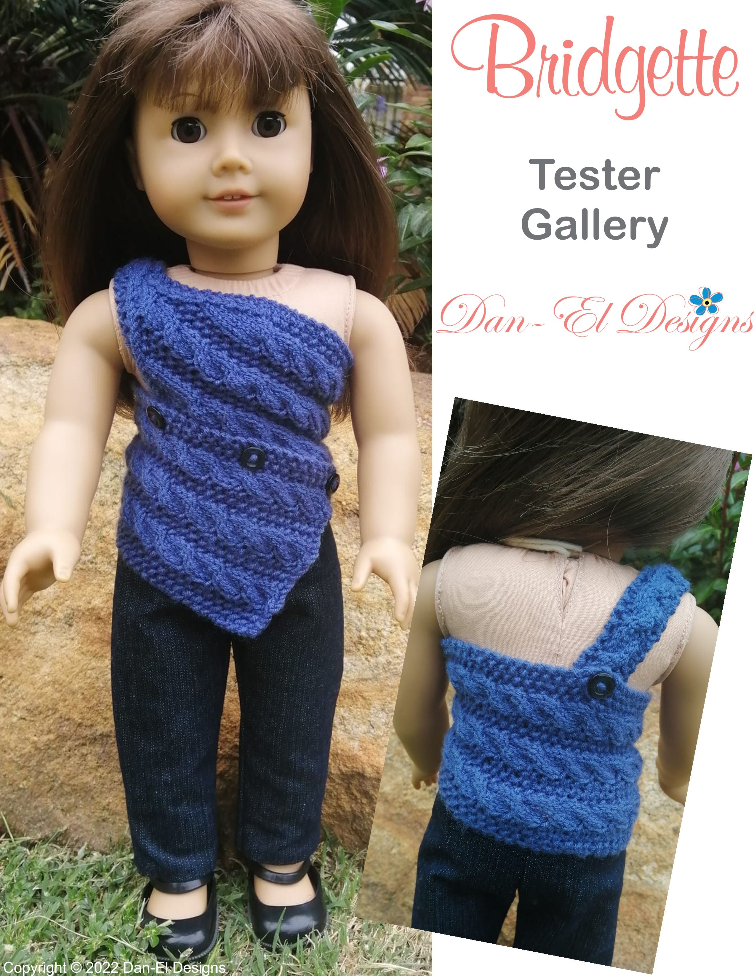 Dan-El Designs Knitting Bridgette 18" Doll Knitting Pattern Pixie Faire
