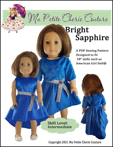 Mon Petite Cherie Couture 18 Inch Modern Bright Sapphire 18" Doll Clothes Pattern Pixie Faire