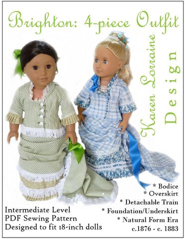 Karen Lorraine Design 18 inch Historical Brighton 4-Piece Outfit 18" Doll Clothes Pattern Pixie Faire