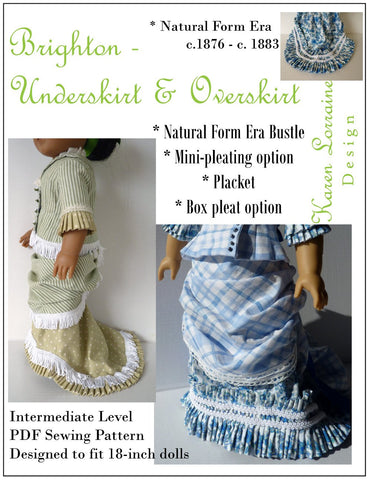 Karen Lorraine Design 18 inch Historical Brighton Underskirt & Overskirt 18" Doll Clothes Pattern Pixie Faire