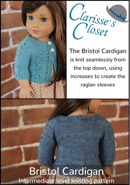 Bristol Cardigan Knitting Pattern 18 inch dolls