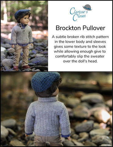 Clarisse's Closet Knitting Brockton Pullover 18" Doll Clothes Knitting Pattern Pixie Faire