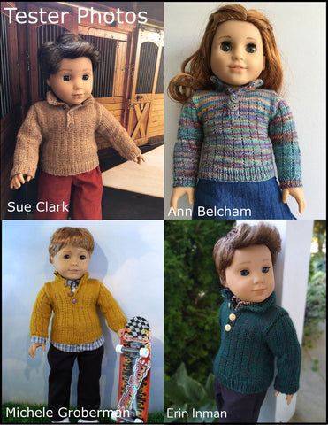 Clarisse's Closet Knitting Brockton Pullover 18" Doll Clothes Knitting Pattern Pixie Faire