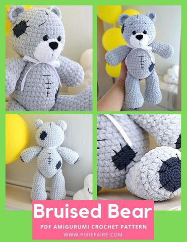 Plushico Amigurumi Bruised Bear Amigurumi Crochet Pattern Pixie Faire