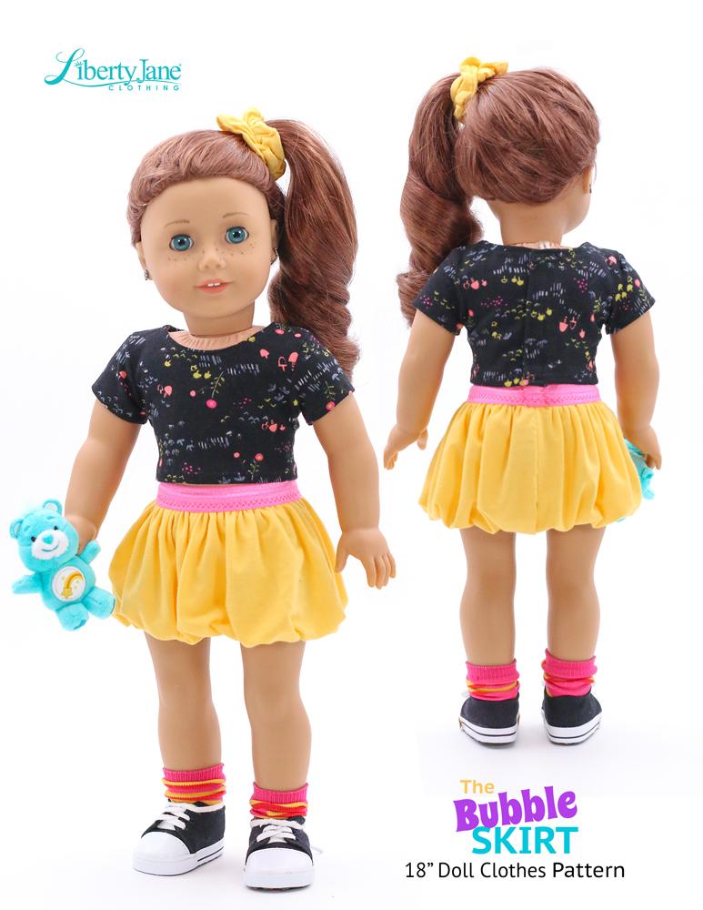 Liberty Jane 18 Inch Modern Bubble Skirt 18" Doll Clothes Pattern Pixie Faire