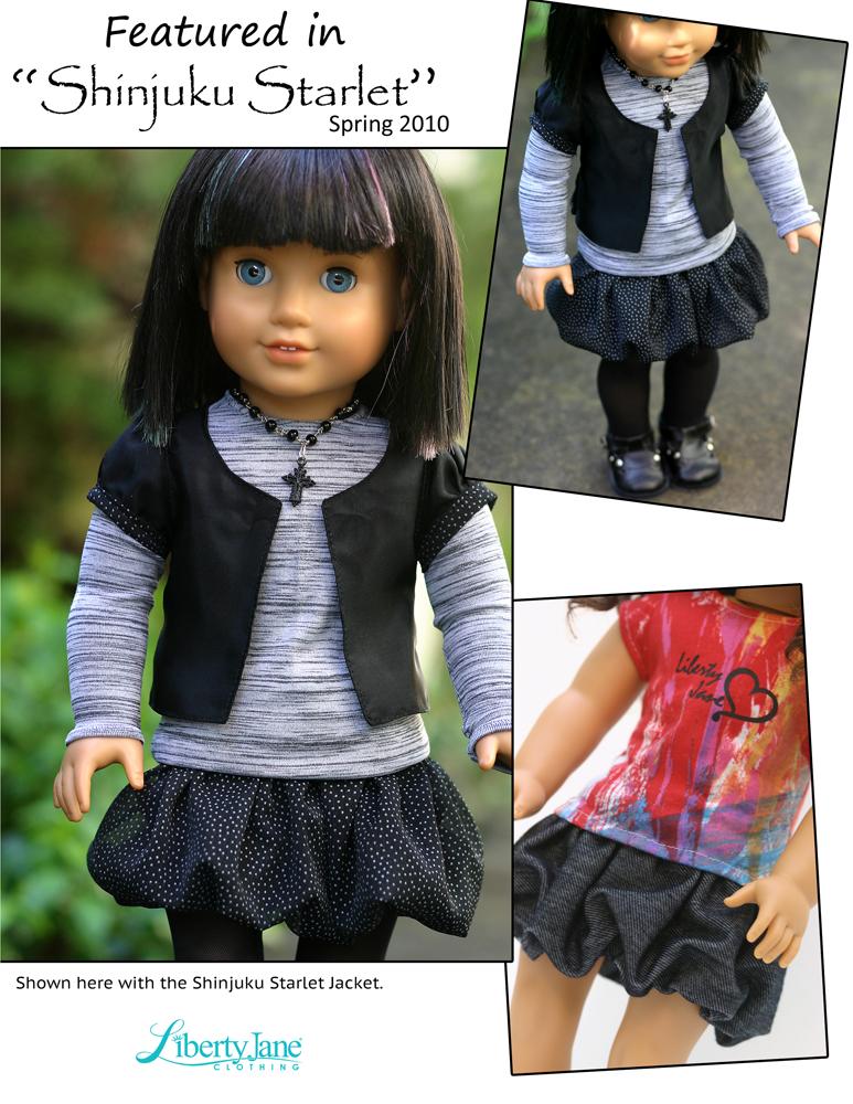 Liberty Jane 18 Inch Modern Bubble Skirt 18" Doll Clothes Pattern Pixie Faire